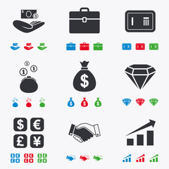 Money, cash and finance icons. Handshake sign.