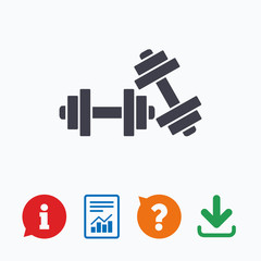 Obraz premium Dumbbells sign icon. Fitness sport symbol.