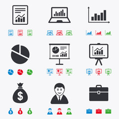 Statistics, accounting icons. Charts signs.