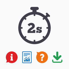 Timer 2s sign icon. Stopwatch symbol.