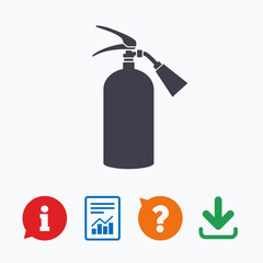 Fire extinguisher sign icon. Fire safety symbol.