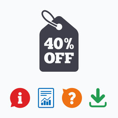 40 percent sale price tag sign icon.