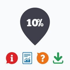 10 percent sale pointer tag sign icon.