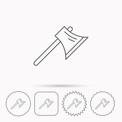 Axe icon. Worker equipment sign.