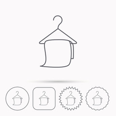 Bath towel icon. Cleaning service sign.