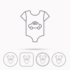 Newborn clothes icon. Baby shirt wear sign.