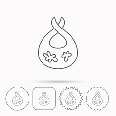 Bib with dirty spots icon. Baby clothes sign.