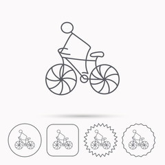 Biking sport icon. Bicycle race sign.