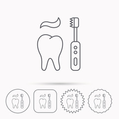 Brushing teeth icon. Electric toothbrush sign.