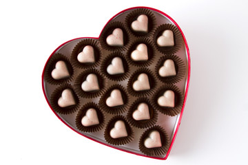 Heart shaped truffles in a heart shaped box