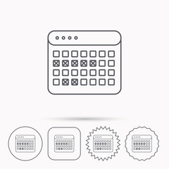 Calendar icon. Vacations organizer sign.