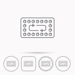 Contraception pills icon. Pharmacology drugs.
