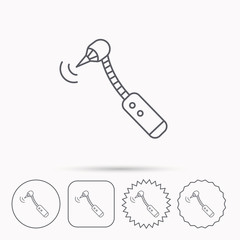 Drilling tool icon. Dental oral bur sign.