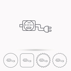 Fototapeta premium Electric counter icon. Electricity with plug.