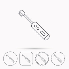 Electric toothbrush icon. Tooth cleaning sign.