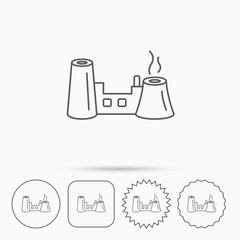 Factory icon. Industrial building sign.