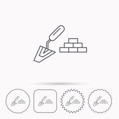 Finishing icon. Spatula with bricks sign.