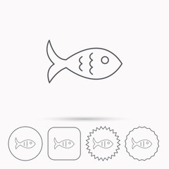 Fish icon. Seafood sign. Vegetarian food symbol.