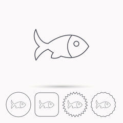 Fish icon. Seafood sign. Vegetarian food symbol.