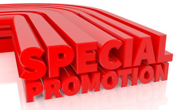 3D SPECIAL PROMOTION word on white background 3d rendering