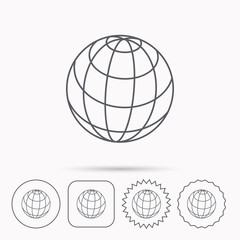 Globe icon. World travel sign.