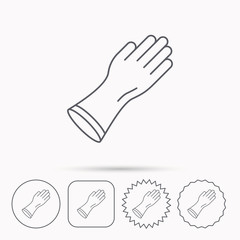 Rubber gloves icon. Latex hand protection sign.