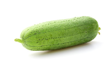 fresh smooth loofah on a white background