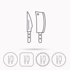 Butcher and kitchen knives icon.