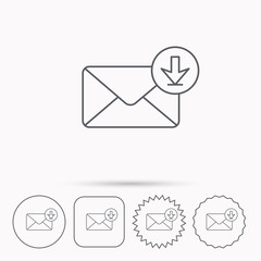 Mail inbox icon. Email message sign.