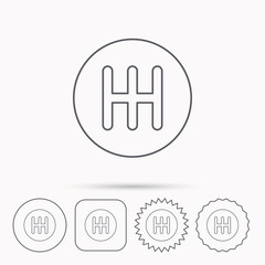 Manual gearbox icon. Car transmission sign.