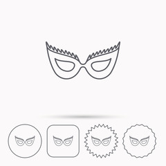 Festive mask icon. Masquerade carnival sign.