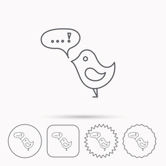 Bird with speech bubble icon. Short messages.