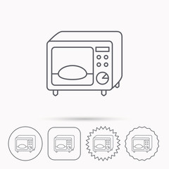 Microwave oven icon. Kitchen appliance sign.