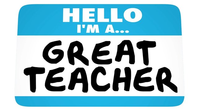 Hello I am a Great Teacher animated words written on a name tag sticker to introduce yourself as a skilled and knowledgeable educator or tutor for students
