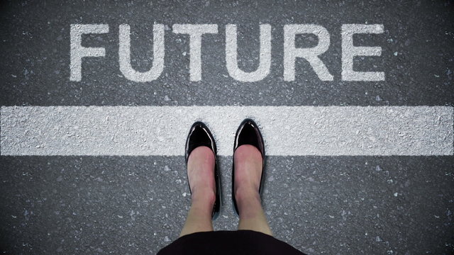 Composite video of future written on the road 