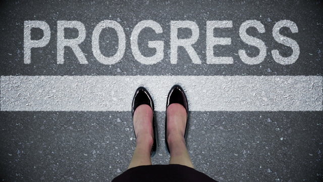 Composite video of progress written on the road