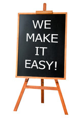 Fototapeta premium WE MAKE IT EASY! message on Wood art board