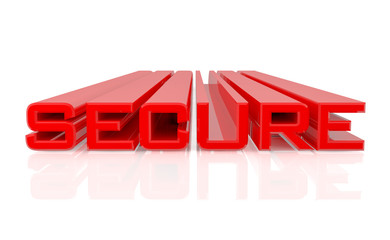 3D SECURE word on white background 3d rendering