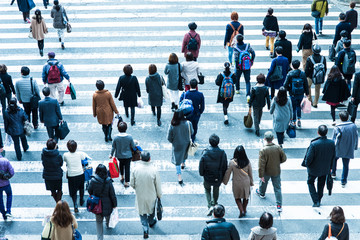 横断歩道を渡る人々 日本