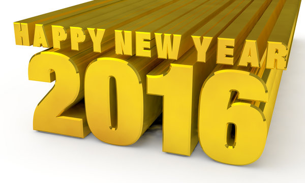 Gold Happy new year 2016 3d rendering
