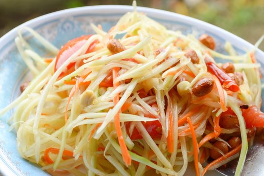 Spicy Papaya Salad Thailand healthy food
