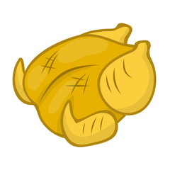 Whole roast chicken isolated illustration