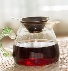 A pot of red Pu'er tea
