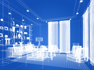 sketch design of interior living