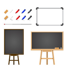 Set of Blank White Boards and black board - vector illustration