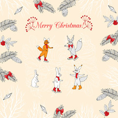 Background with Christmas forest