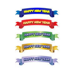 Happy new year ribbons vector