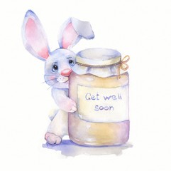 Obraz premium Get well soon 1. Watercolor card