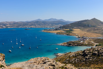The picturesque Bay with boats, Paros island, Cyclades, Greece.