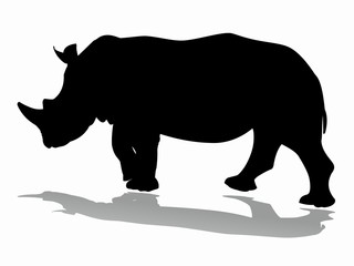 silhouette rhino, sketch vector